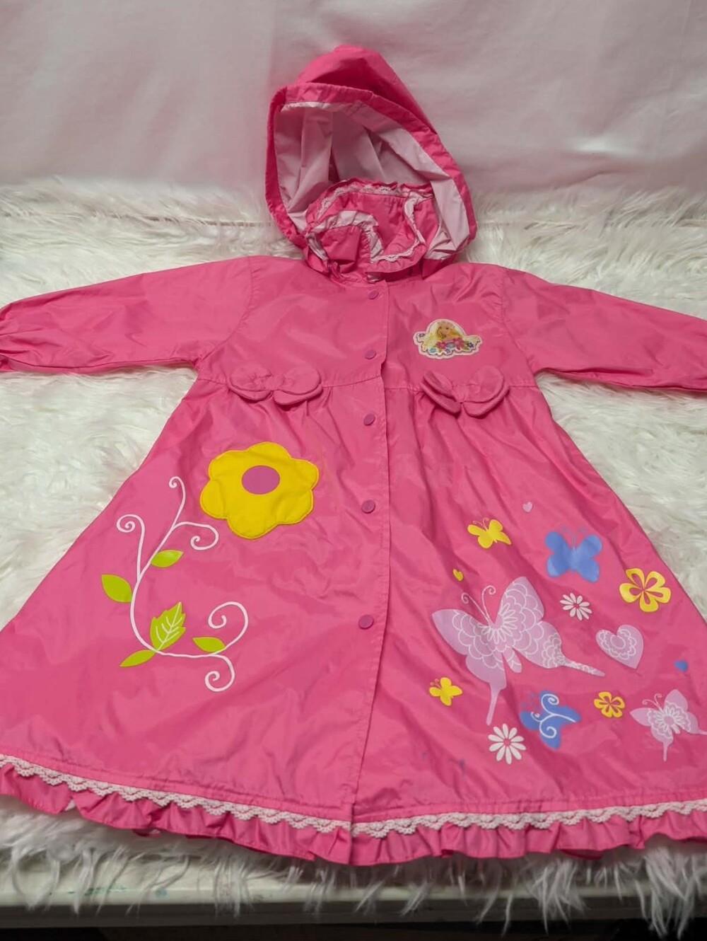RARE VTG barbie raincoat vintage 2000s 90s y2k girls floral butterfly jacket